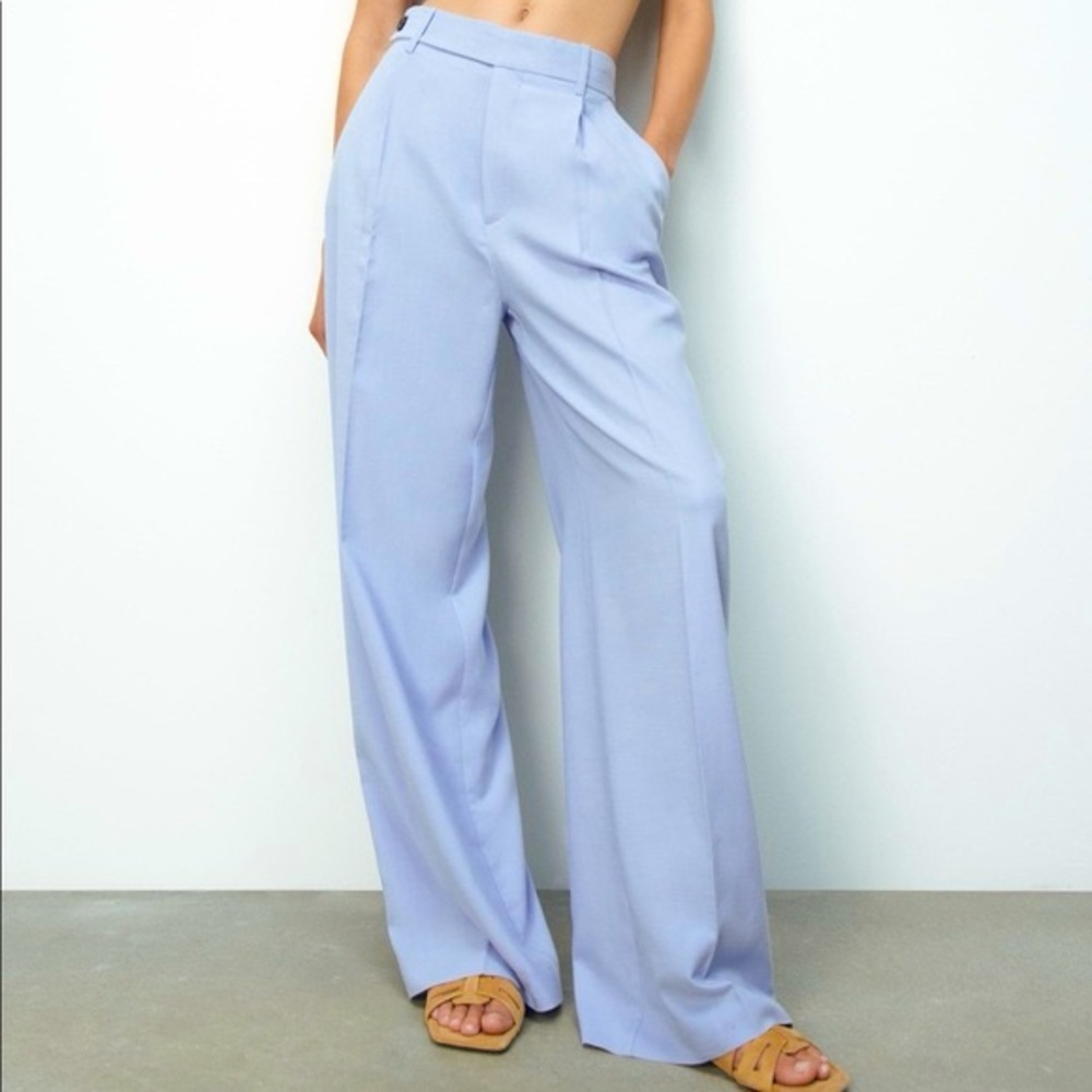 Zara wide leg trousers size L in light blue
